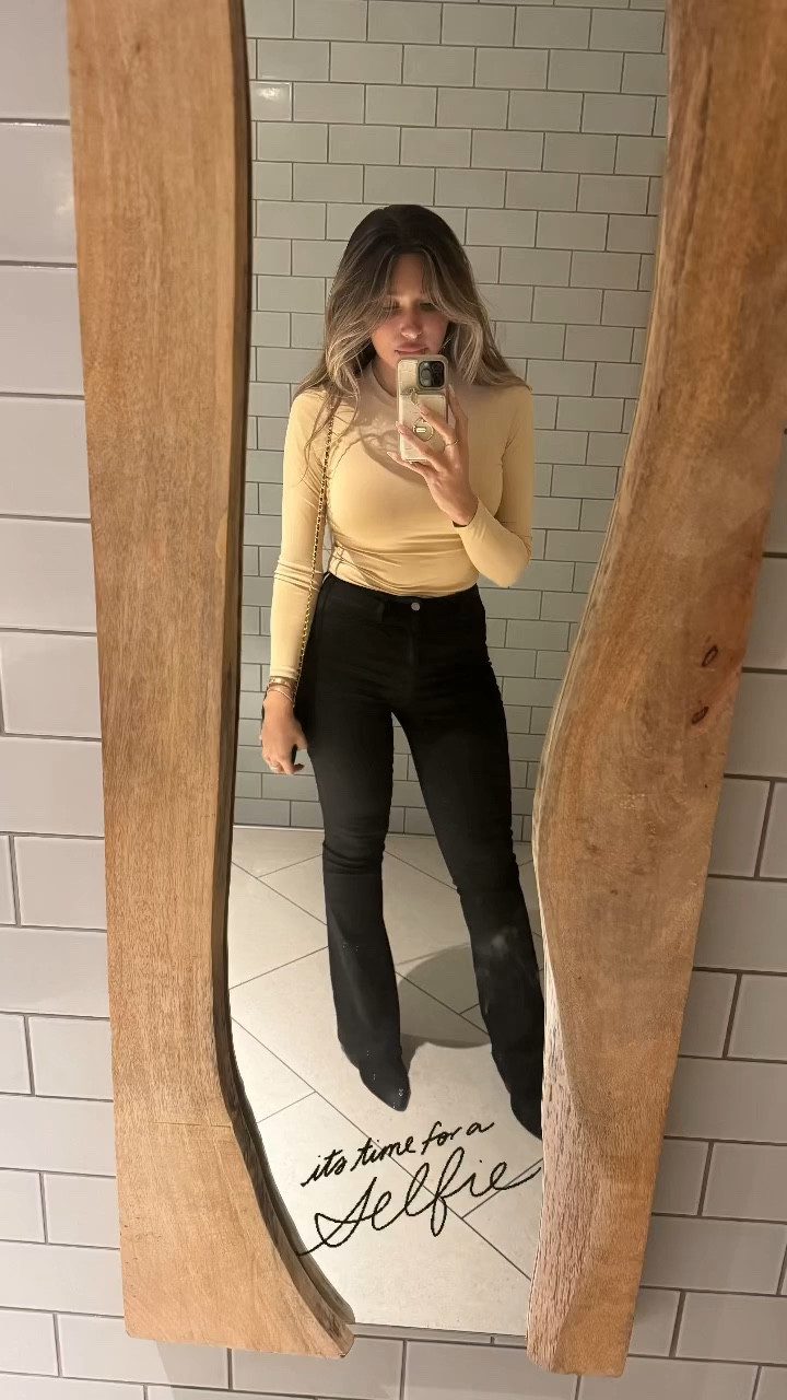 Cute but simple going out look
- Super stretchy and soft long sleeve 
- Comfy black bootcut pants 

#LTKFindsUnder50 #LTKStyleTip #LTKFallSale