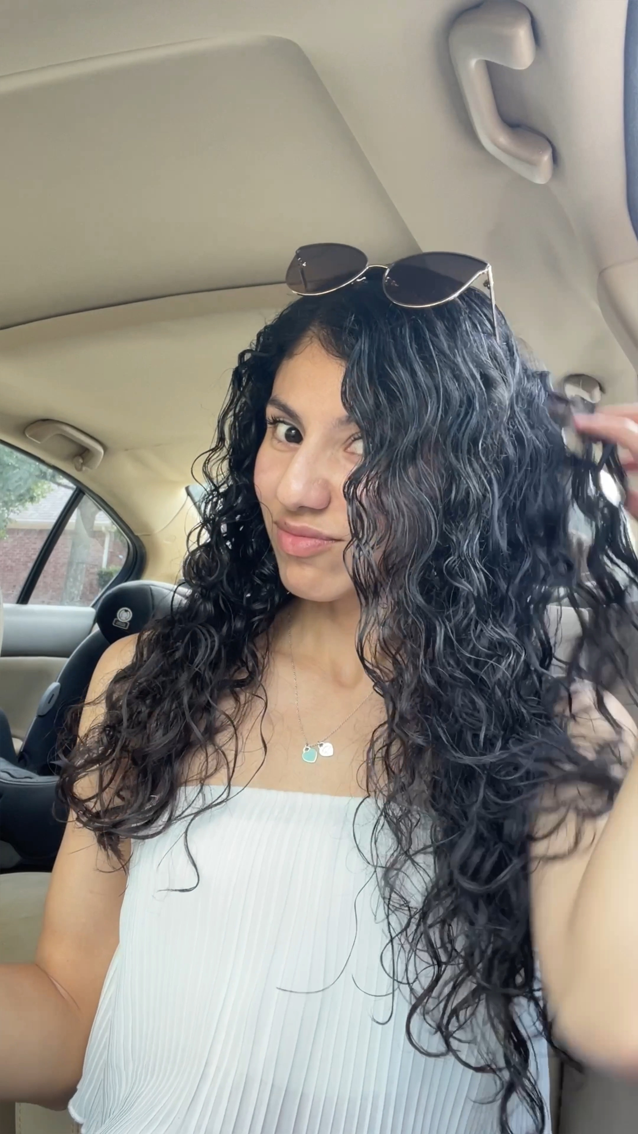 I was having a good “curly hair day” until my shades got stuck 😂 
That happens every single time, it never fails! The curly hair life➰🖤

#LTKbeauty #LTKstyletip #LTKSeasonal