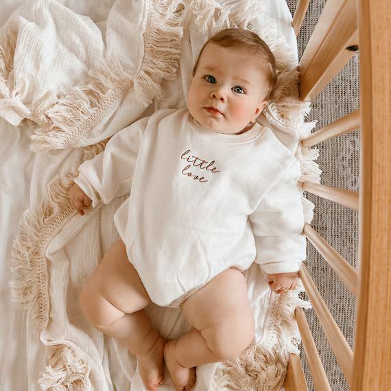 Little Love Baby Embroidered Sweater Romper  100% Cotton  - Etsy | Etsy (US)