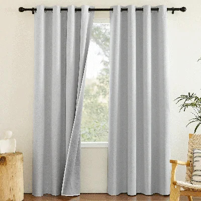 100% Blackout Curtains Linen Texture Room Darkening Thermal Insulating Drapes for Bedroom & Living Room(Set of 2) | Wayfair North America