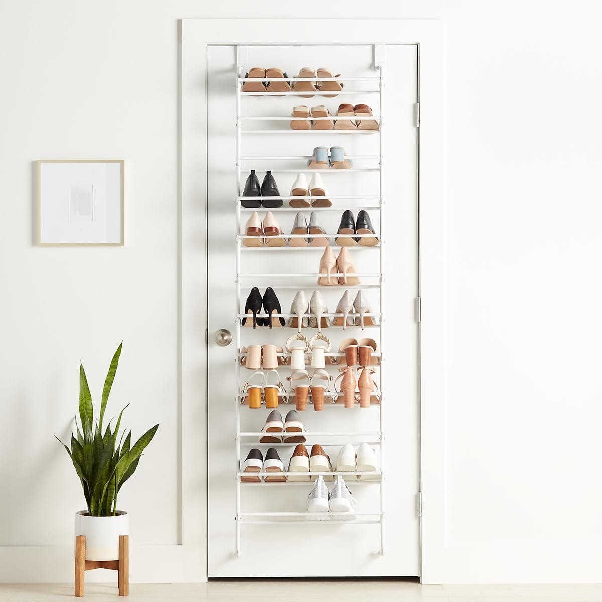 White 12-Tier Over the Door Shoe Rack | The Container Store