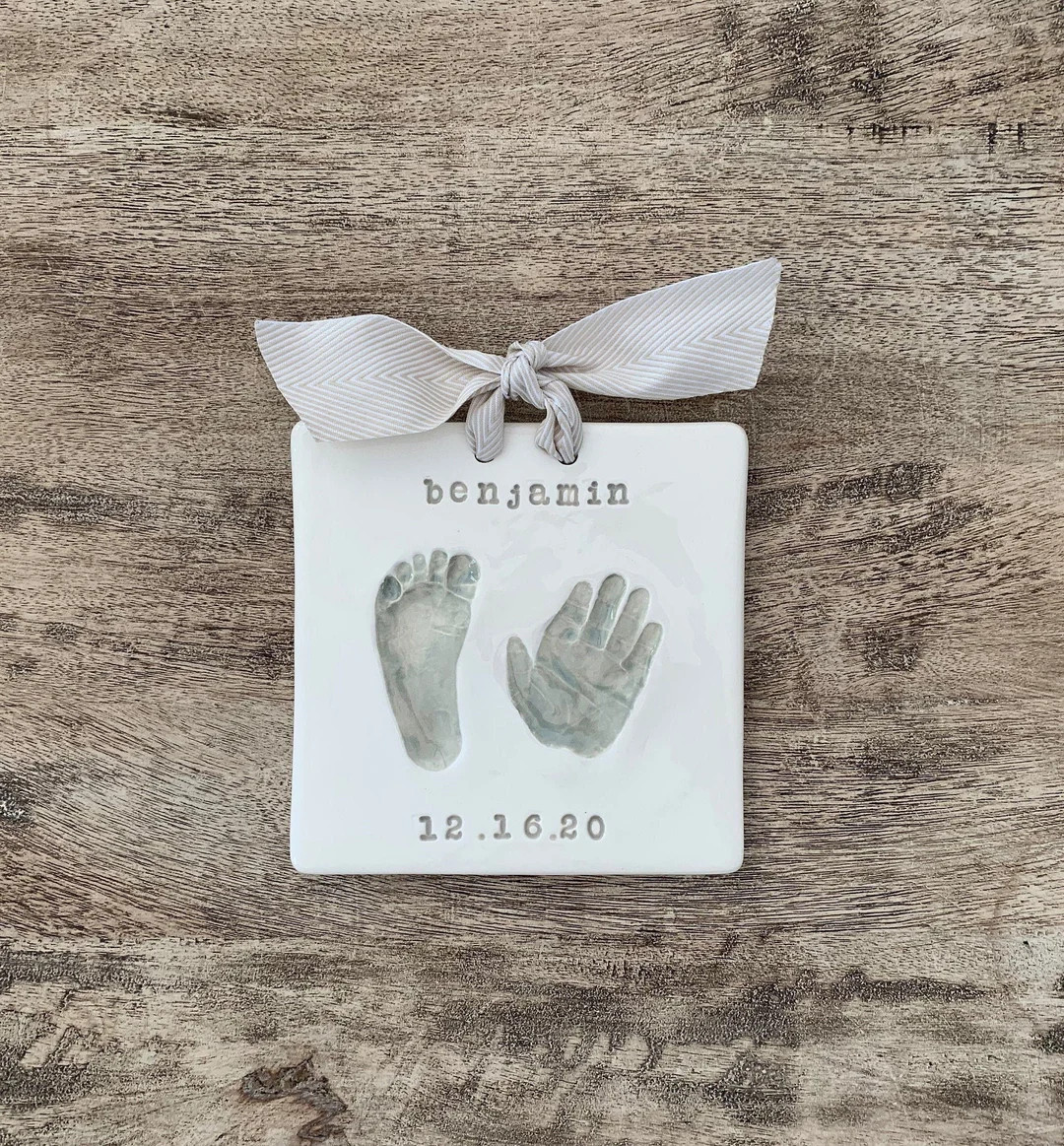 Custom Ceramic Baby Hand and Footprint Keepsake, Clay Prints, Baby Prints | Etsy (US)