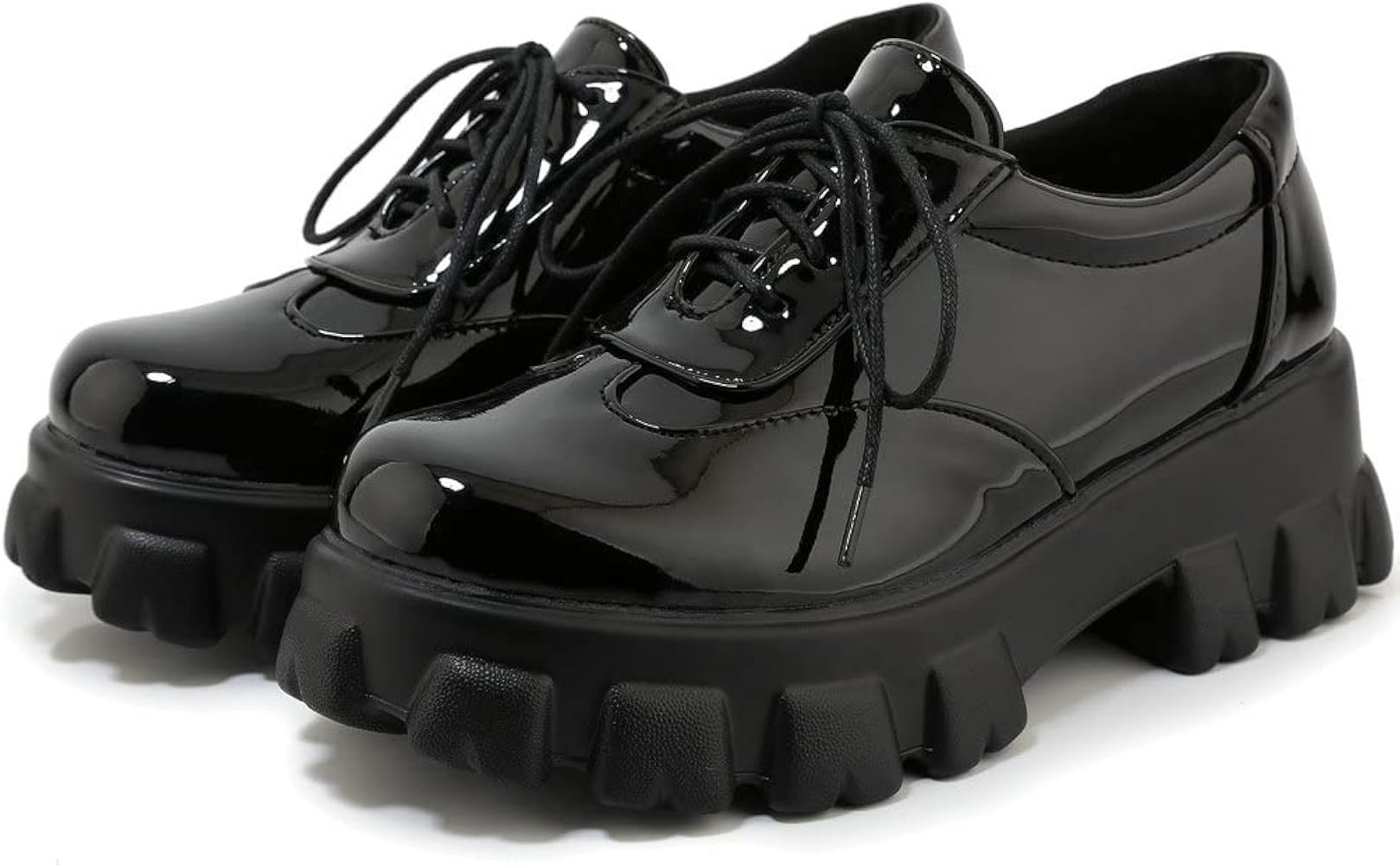 KOKOMOMO Womens Platform Oxford Shoes Chunky Platform Loafers Goth Buckle Shoes | Amazon (US)