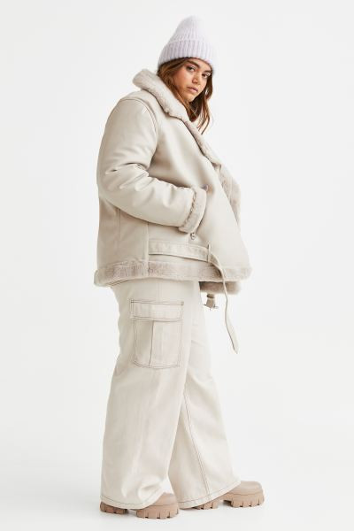 H&M+ Biker Jacket - Light taupe - Ladies | H&M US | H&M (US + CA)