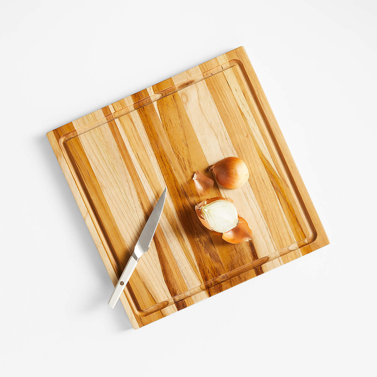 Crate & Barrel Reversible Teak Wood Cutting Board/Cheese Serving Board 16"x16"x0.75" + Reviews | ... | Crate & Barrel