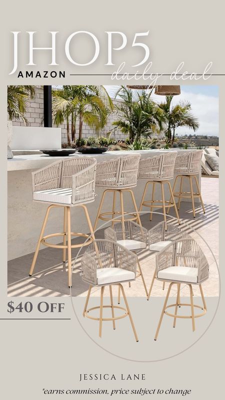 Amazon daily deal, save $40 on this set of four outdoor woven bar stools. Outdoor furniture, outdoor bar stools, patio furniture, patio bar stool, woven bar stool, Amazon deal, Yita home patio

#LTKSeasonal #LTKhome #LTKsalealert