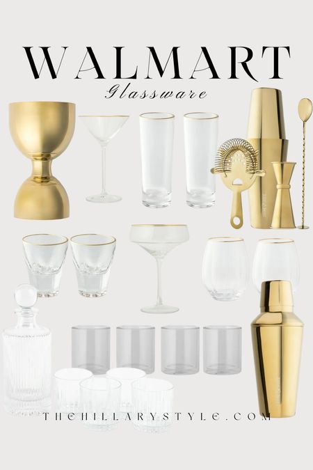 WALMART Thyme & Table Entertaining: Glassware, drinkware, shaker set, shot glasses, whiskey set.

#LTKSeasonal #LTKHome #LTKParties