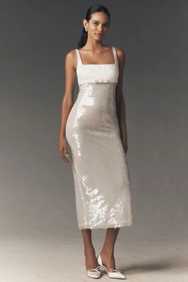 Retrofete Yvaine Sequin Square-Neck Column Midi Dress | Anthropologie (US)