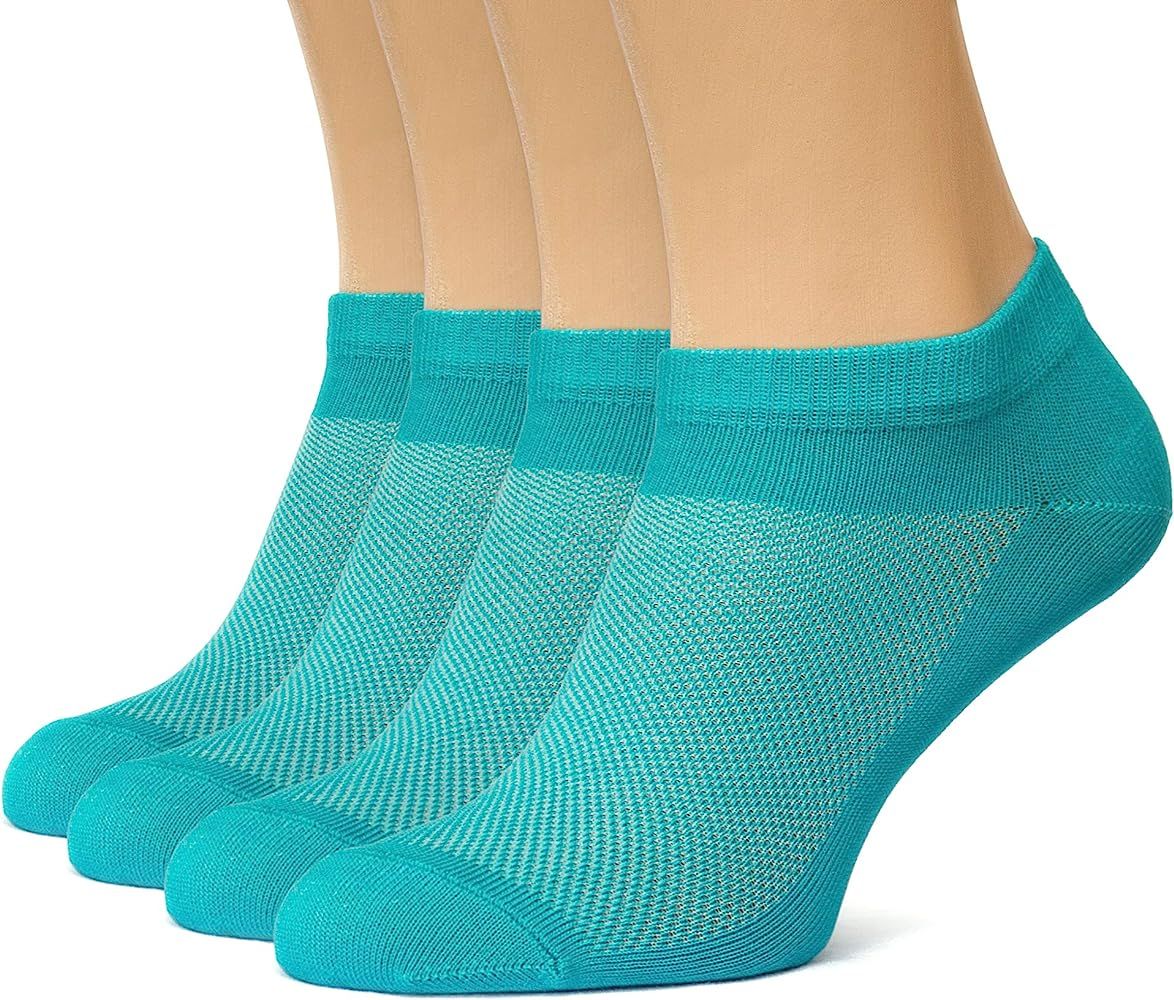 4 Pack Unisex Ultra Thin Socks Breathable Cotton Ankle Womens Mesh Low Cut Running black white color | Amazon (US)