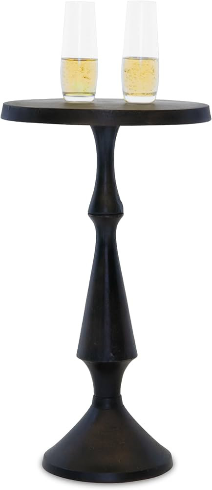 Small Round Black Side Table by Objet D’Art, Accent, End, Pedestal, Martini, Cocktail and Drink... | Amazon (US)