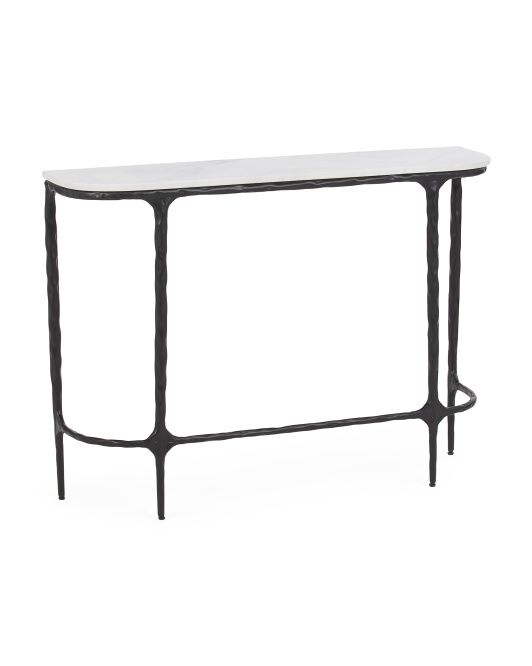 Marble Top Hammered Iron Console Table | TJ Maxx