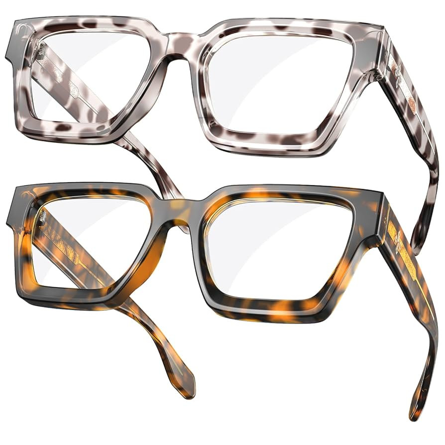 VISOONE 2 Pack Blue Light Blocking Glasses Rectangle Frame and Chic Preppy Look for Women Men RIV... | Amazon (US)