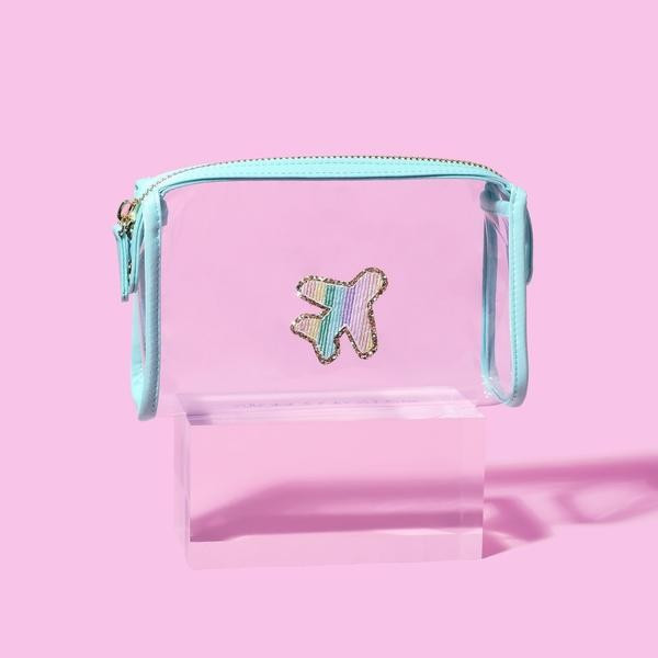 Cotton Candy Travel Pouch with Rainbow Airplane Patch | Stoney Clover Lane