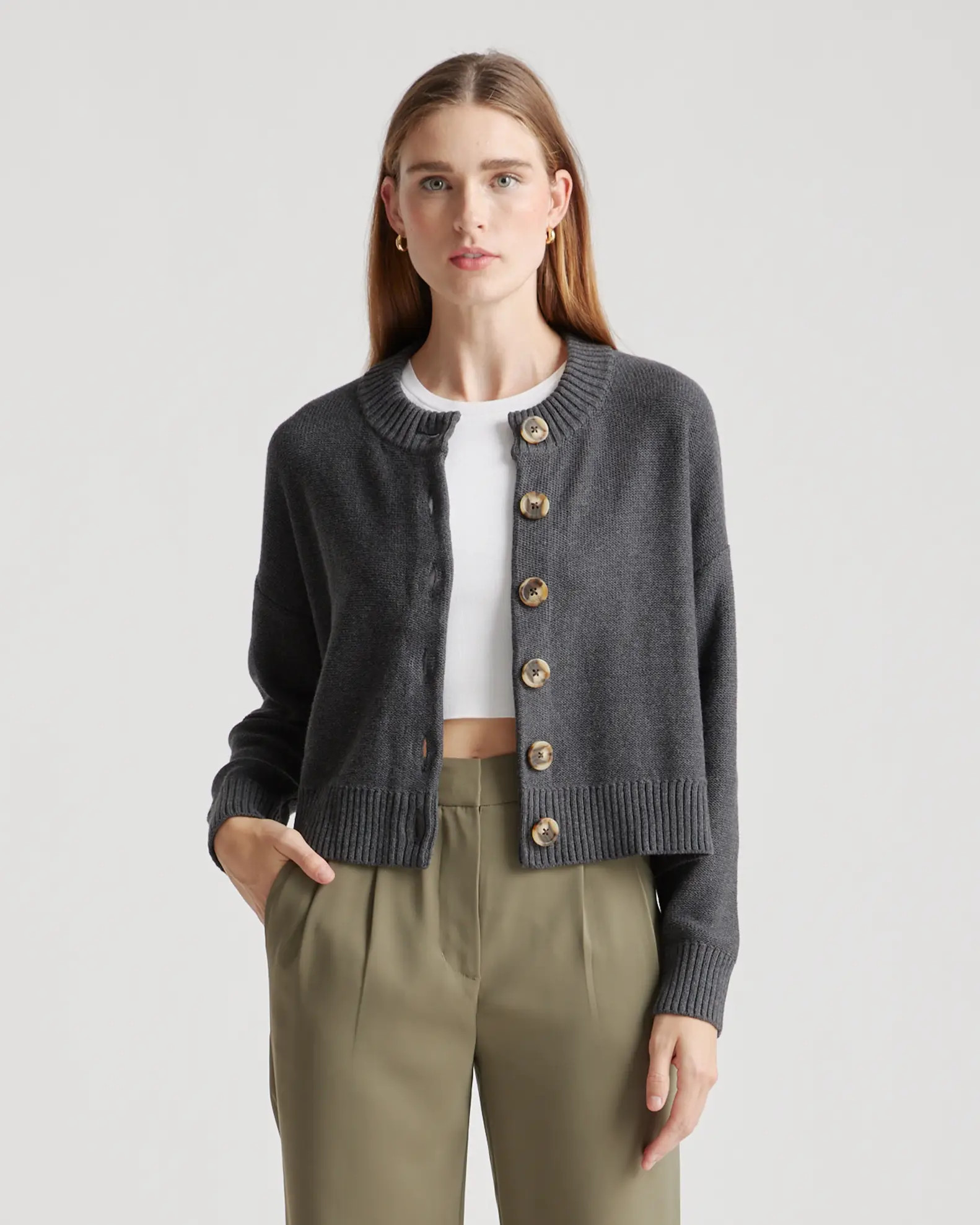 100% Organic Cotton Cropped Cardigan | Quince