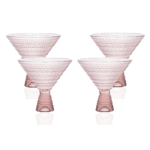 LEMONSODA Pink Hobnail Martini Glasses (Pink Martini - Set of 4) | Amazon (US)