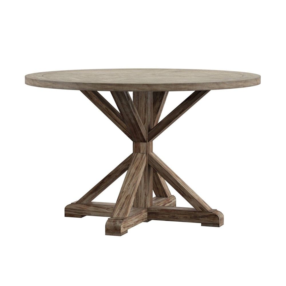 48" Sierra Round Farmhouse Pedestal Base Wood Dining Table - Inspire Q | Target