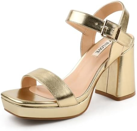 JOY IN LOVE Women's Chunky Block Heels Platform Sandals | 3.5" Platform Heels, Square Open Toe, A... | Amazon (US)