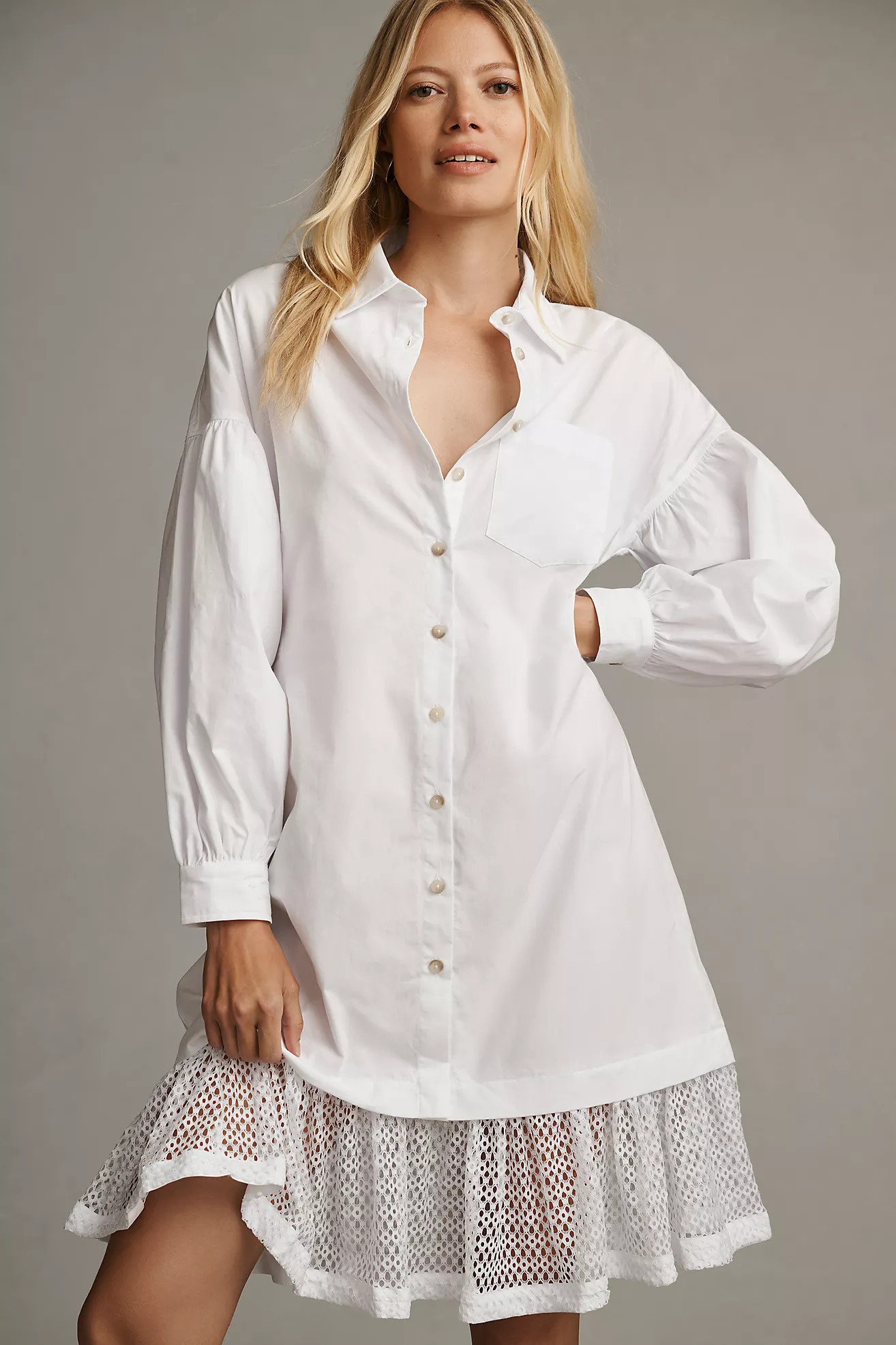 Maeve Lace-Hem Shirt Dress | Anthropologie (US)
