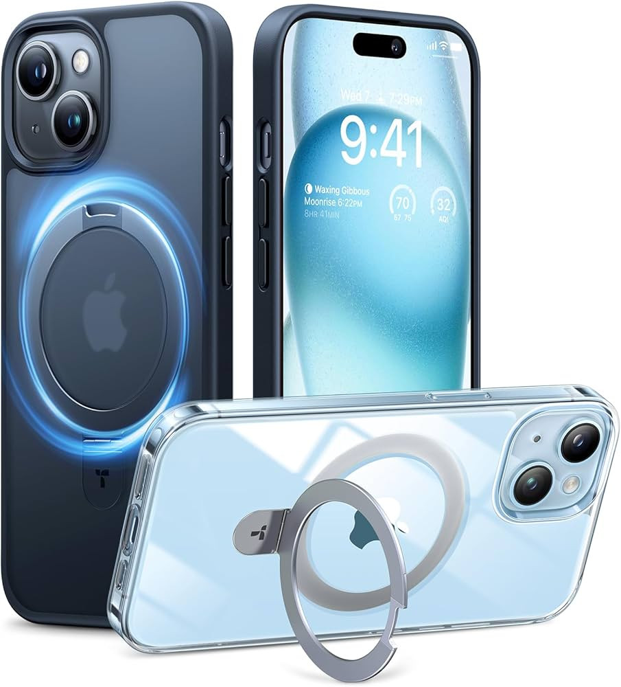 TORRAS Magnetic Shockproof for iPhone 15 Case with Built-in Stand, [Compatible with MagSafe] [12F... | Amazon (US)