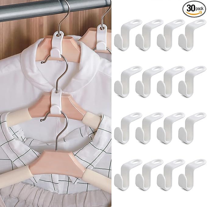 30PCS Clothes Hanger Connector Hooks, Hanger Extender Clips,Cascading Hanger Hooks,Used in Closet... | Amazon (US)