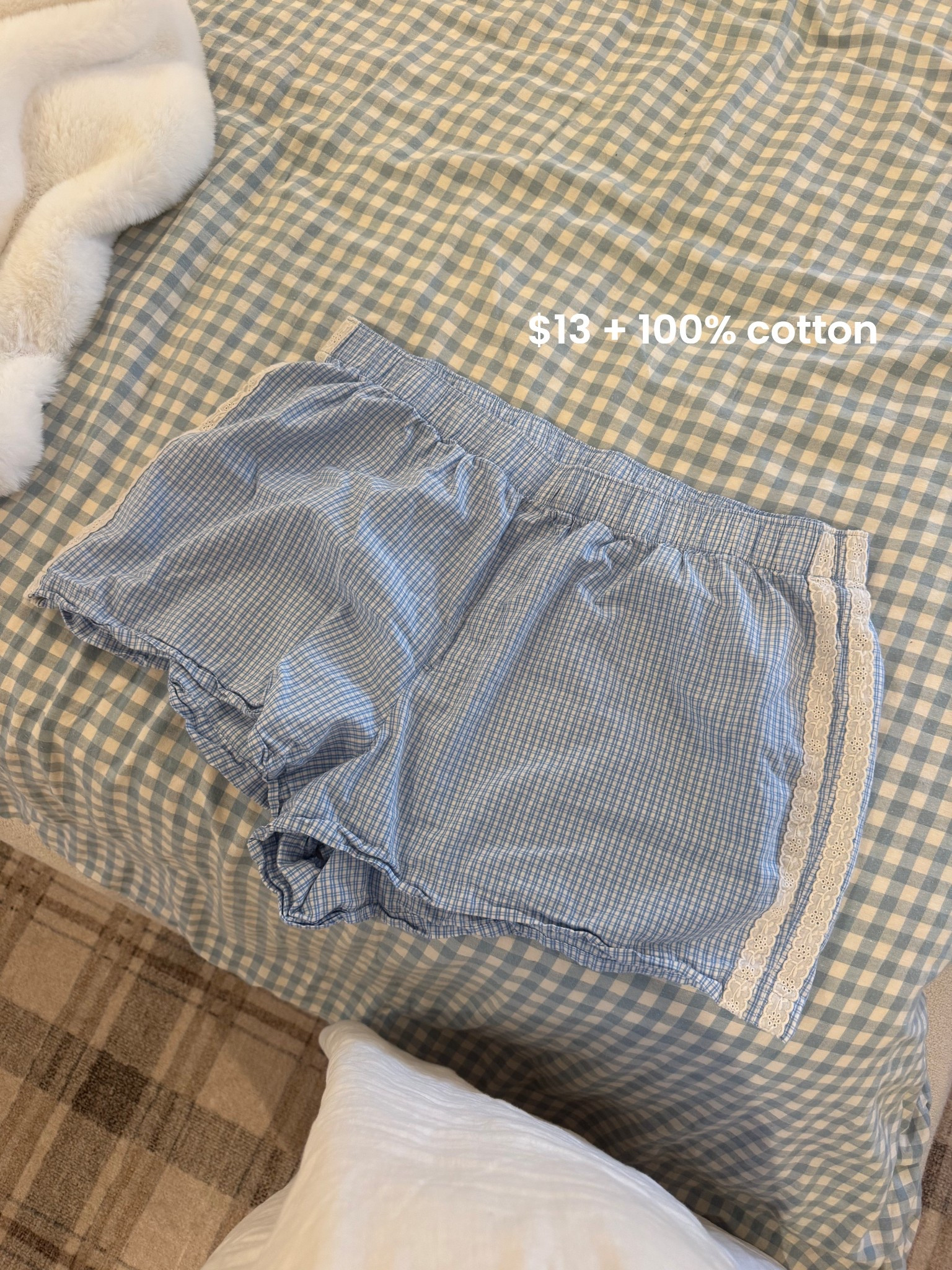 gingham shorts!! 100% cotton and so many cute colors. They also have maternity ones! 