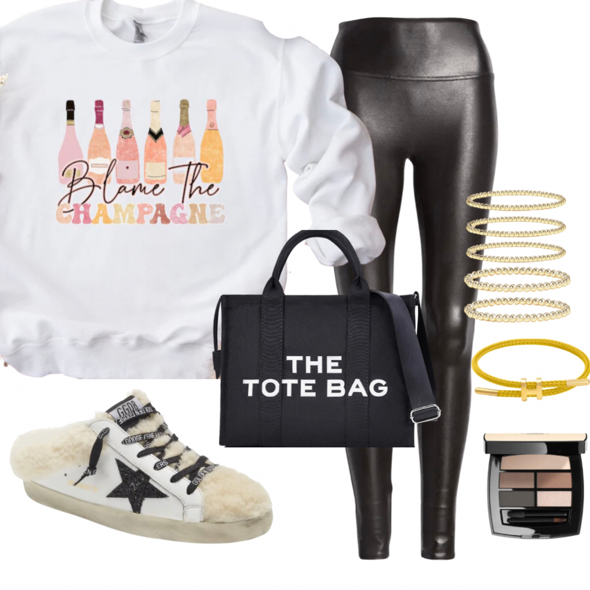 I etsy sweater. 
Amazon tote for Marc Jacobs dupe. 
Golden goose 
#goldengoose 
#designerdupe 
#holiday 

#LTKstyletip #LTKFind #LTKHoliday