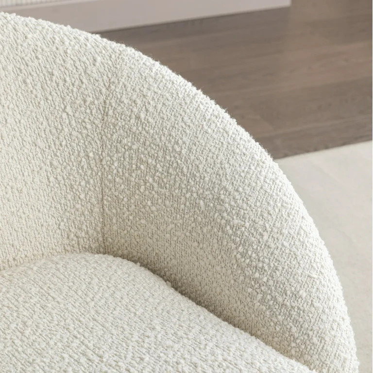Roundhill Furniture Winnie Modern Teddy Boucle Fabric Barrel Chair, 360 Degree Swivel, White | Walmart (US)