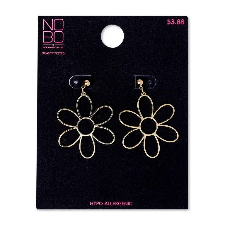 No Boundaries Goldtone Flower Earrings | Walmart (US)