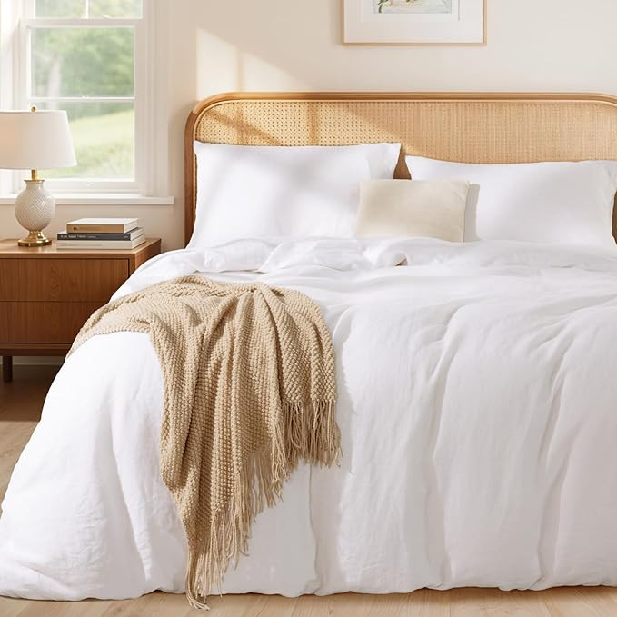 LBRO2M 100% France Linen Duvet Cover Set 3 Pcs Including 1 Flax Comforter Cover with Zipper Closu... | Amazon (US)