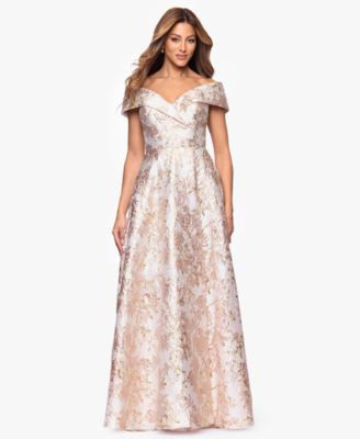 Xscape Women's Sweetheart-Neck Metallic-Jacquard Ball Gown - Blue/Gold | Macy's