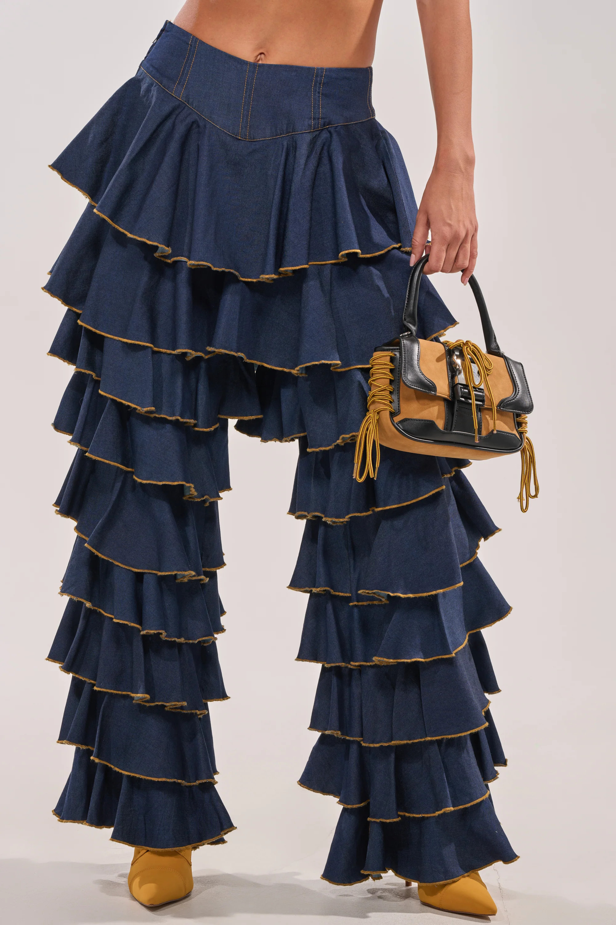 SHAKE IT OUT DENIM RUFFLE JEANS | AKIRA