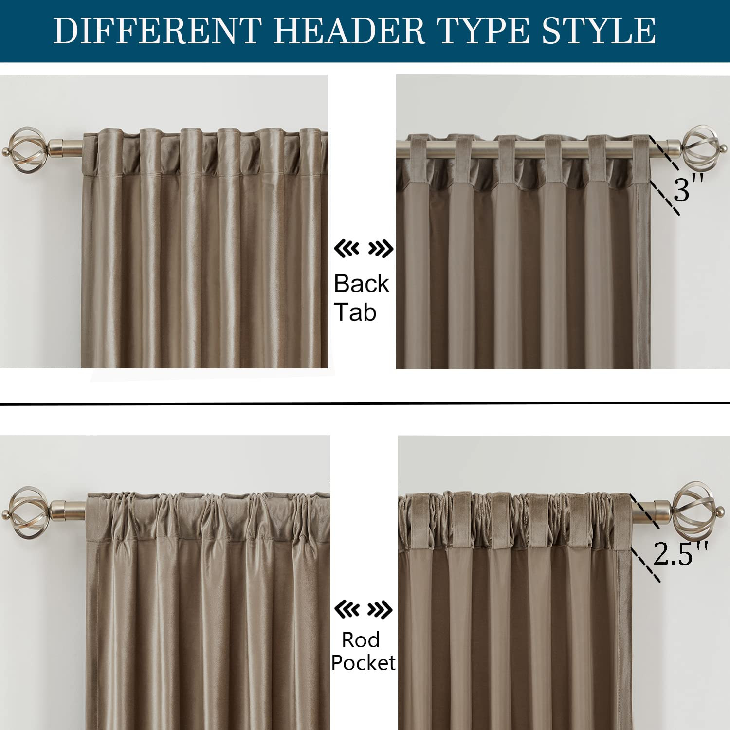PRIMROSE Taupe Curtains 108 inch for Living Room,2 Panels Velvet Drapes Blackout Rod Pocket Back ... | Amazon (US)