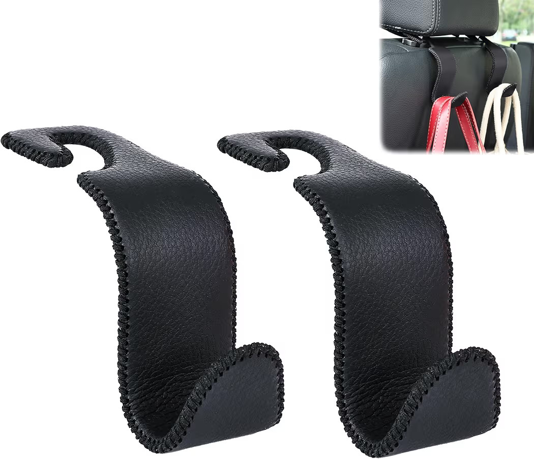 Amooca Car Seat Headrest Hook Universal Vehicle Storage Hanger Leather with Metal Car Seat Back O... | Amazon (US)