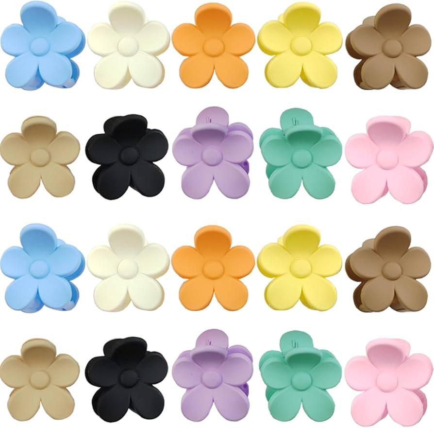 20PCS 1.57inch Cute Flower Claw Clips, Small Jaw Clips for Women Girls Thin/Medium/Thick Hair, 10... | Amazon (US)