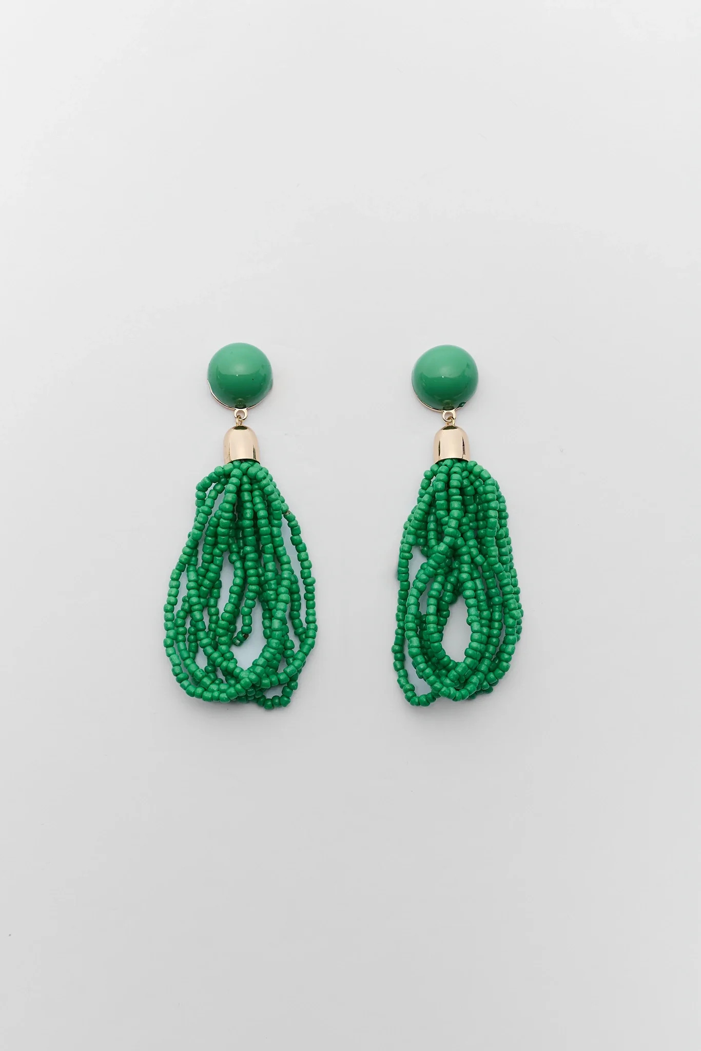 Green Beaded Drop Earrings | Avara