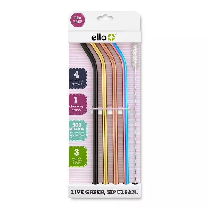Ello 4pk Stainless Steel Straws | Target