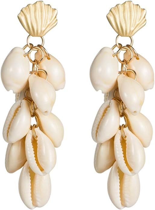 Ladies Pearl Shell Pendant Earrings Women'S Fashion Light Jewelry Geometric Jewelry Jewelry | Amazon (US)