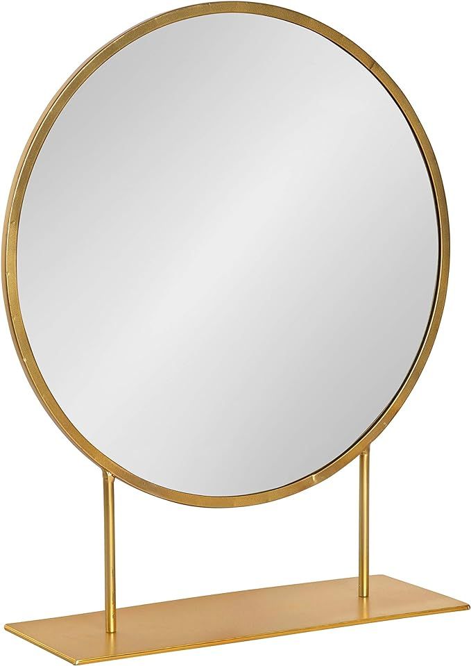Kate and Laurel Rouen Modern Glam Round Metal Frame Table Mirror with Stand, Gold | Amazon (US)