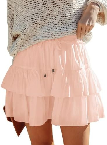 Flowy Shorts for Women Boho Ruffled Tiered Skorts Casual High Waist Mini Skirts Tennis Golf Comfy... | Amazon (US)