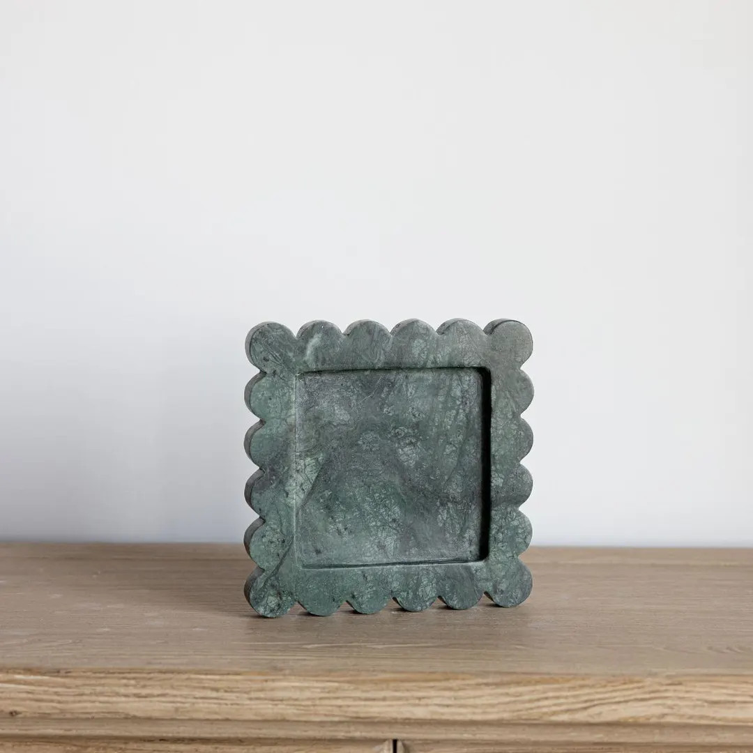 Green Marble Scalloped Tray - Etsy | Etsy (US)