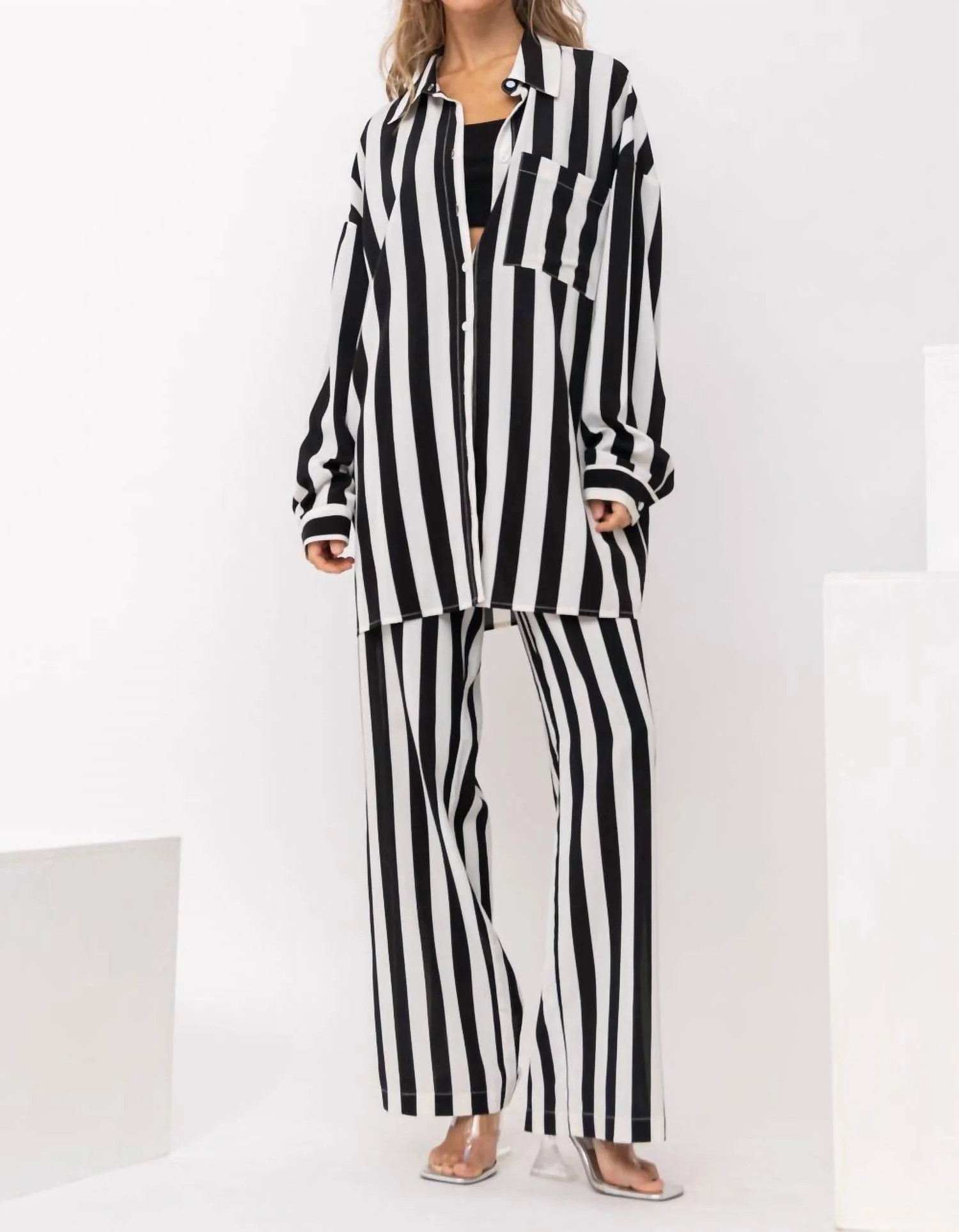 Striped Pant In Black And White | Shop Simon