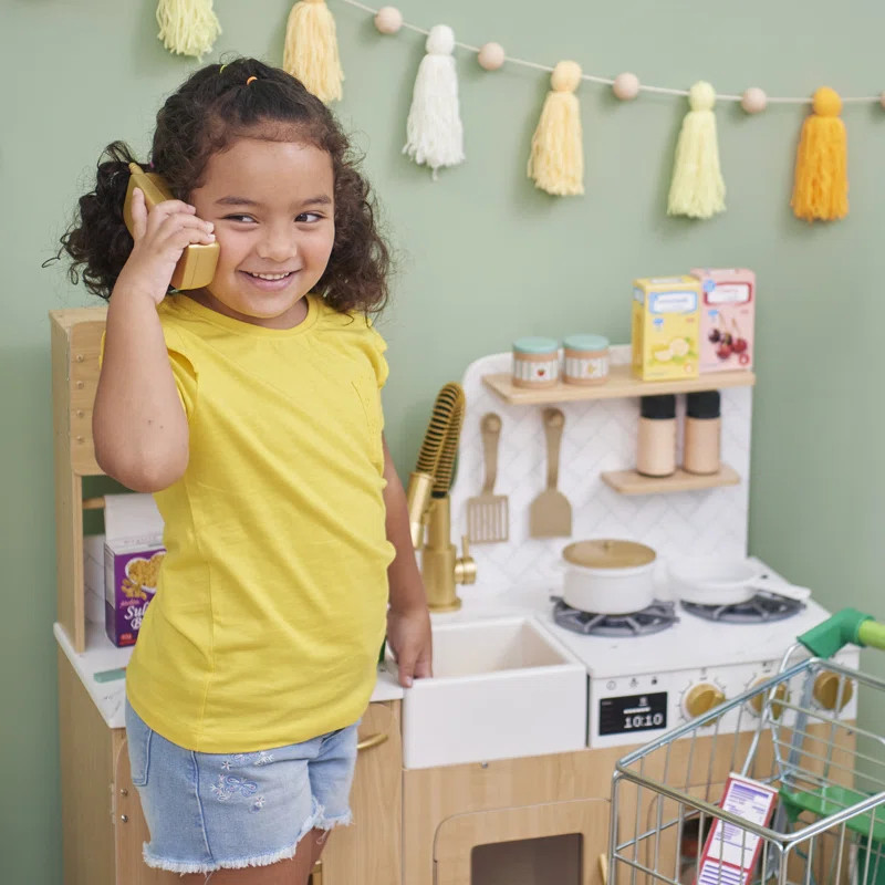 Teamson Kids Little Chef Cyprus Play Kitchen Set, Light Oak/White & Reviews | Wayfair | Wayfair North America