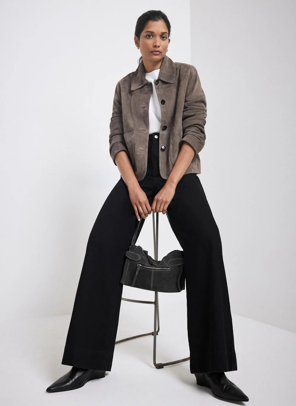 Grey Suede Jacket | Mint Velvet