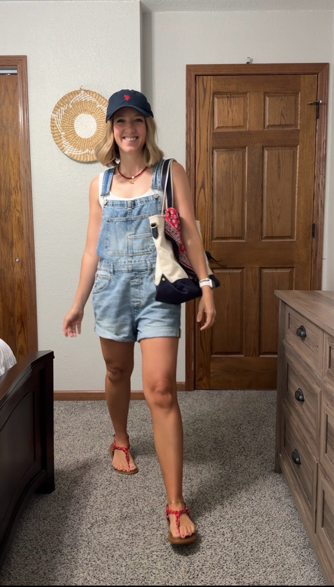 Wearing a small in the overalls and the tank! My shoes are sold out, but I linked some other red sandals!

#LTKmomlife #LTKgrwm #LTKootd