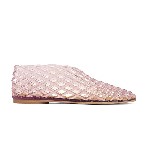 MAIJED Jelly Mesh Ballet Flats for Women Pink Hollow Jellies Flat Sandals Round Toe Slip On Beach Balleria Flat Shoes Pink US7 | Amazon (US)