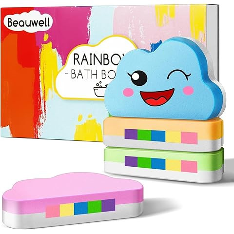 Rainbow Cloud Bath Bomb for Girls, 2 Extra Large Handmade Bath Bombs for Kids Bubble Bath Fizzies... | Amazon (US)