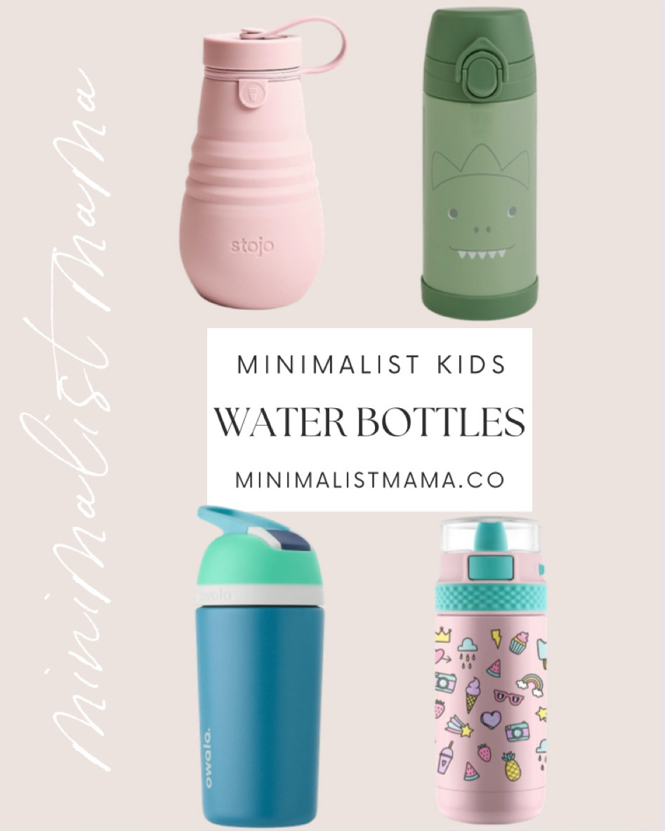 Minimalist toddler water bottles include pottery barn dinosaur water bottle, silicone Stojo Carnation Waterbottle, Owala 14oz Stainless Steel Kids' Water Bottle, and Ello 12oz Stainless Steel Ride Kids' Water Bottle. 

Neutral water bottle, children’s water bottle, neutral kids water bottle, aesthetic baby gear, aesthetic toddler gear

#LTKbaby #LTKfamily #LTKkids