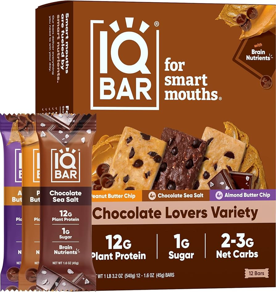 IQBAR Plant Protein Bars - Chocolate Lovers Variety - Keto, Vegan, Low Carb, High Fiber, Gluten/D... | Amazon (US)