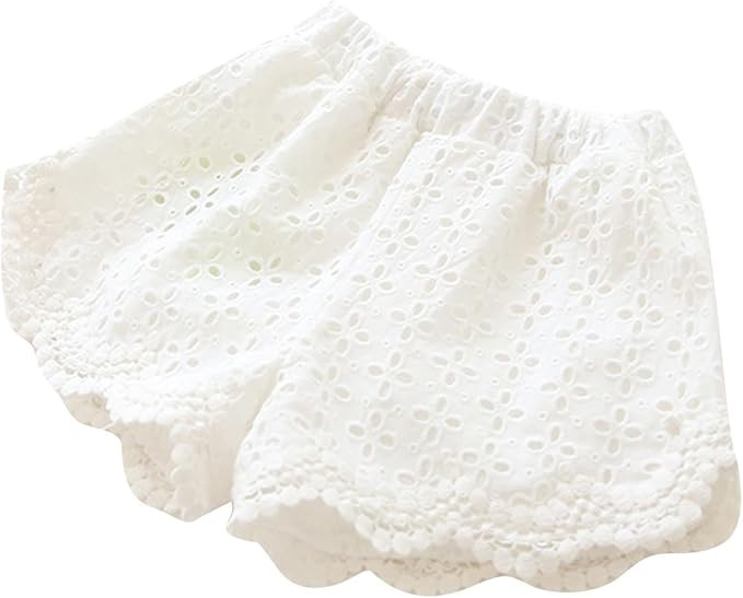 Toddler Girl's Eyelet Lace Shorts Hollow Out Embroidery Elastic Waist Scallop Trim Boho Shorts Cu... | Amazon (US)