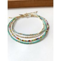 Tiny Bead Bracelet, Adjustable Minimalist Layering Beaded Delicate Dainty Boho Handmade Seed Stacking Bracelet Gift For Her | Etsy (US)